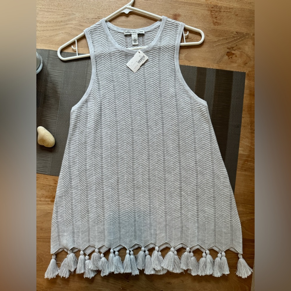 Autumn Cashmere Cotton Grey Chevron Tassel Tank M